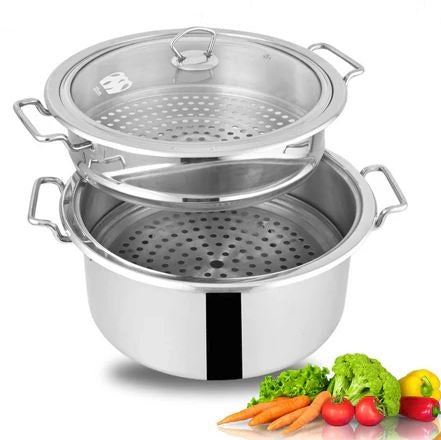 ALPHA Premium Stainless Steel Steamer Pot - Multi-Layer Encapsulated Base