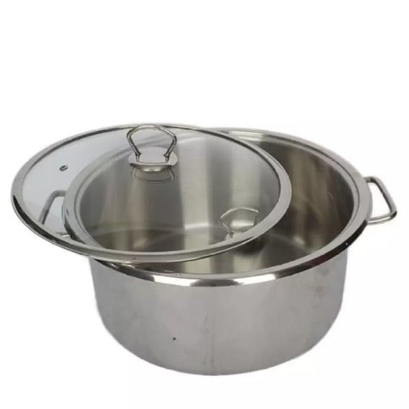 Alpha Premium Stainless Steel Degchi Cooking Pot – Heavy-Duty Tri-Ply Base with Glass Lid