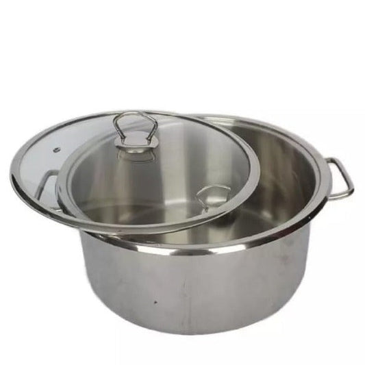 Alpha Premium Stainless Steel Degchi Cooking Pot – Heavy-Duty Tri-Ply Base with Glass Lid