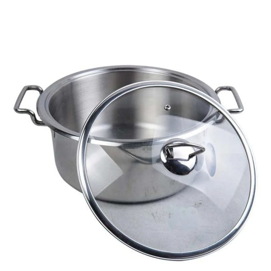 Alpha Premium Stainless Steel Degchi Cooking Pot – Heavy-Duty Tri-Ply Base with Glass Lid