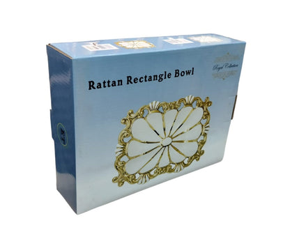 Royal Collection Rattan Rectangle Bowl – Golden & Silver