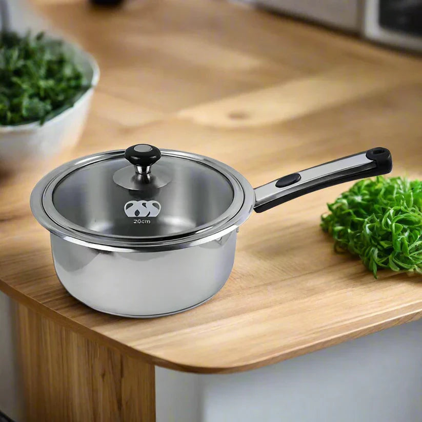 Alpha Stainless Steel Saucepan with Glass Lid