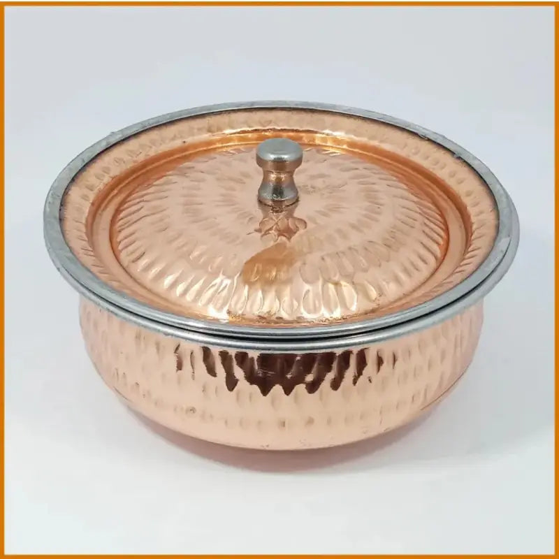 Hammered Copper-Finish Stainless Steel Handi Set – 3 Piece (500g, 750g, 1kg) with Lids