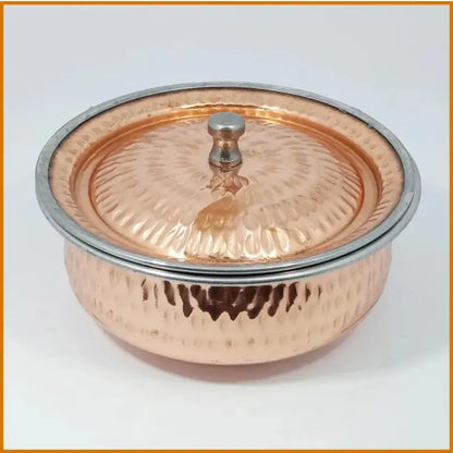 Hammered Copper-Finish Stainless Steel Handi Set – 3 Piece (500g, 750g, 1kg) with Lids