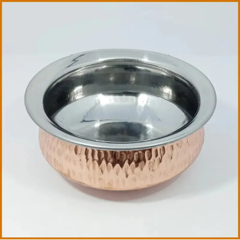 Hammered Copper-Finish Stainless Steel Handi Set – 3 Piece (500g, 750g, 1kg) with Lids