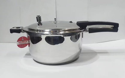 Alpha Stainless Steel Pressure Cooker with 4 Safety Devices & Steamer Plate