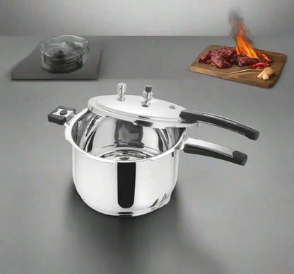 Alpha Stainless Steel Pressure Cooker with 4 Safety Devices & Steamer Plate