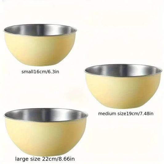 Pack of 3 Stainless Steel Mixing Bowls Set – Small, Medium & Large | Double Wall Kitchen Bowls