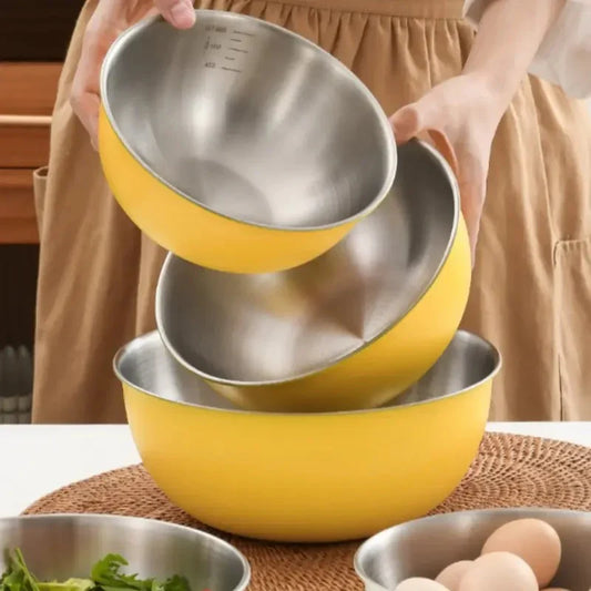 Pack of 3 Stainless Steel Mixing Bowls Set – Small, Medium & Large | Double Wall Kitchen Bowls