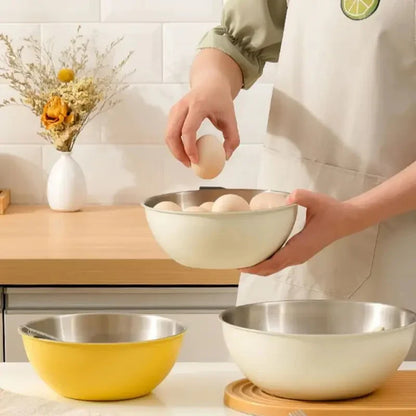 Pack of 3 Stainless Steel Mixing Bowls Set – Small, Medium & Large | Double Wall Kitchen Bowls
