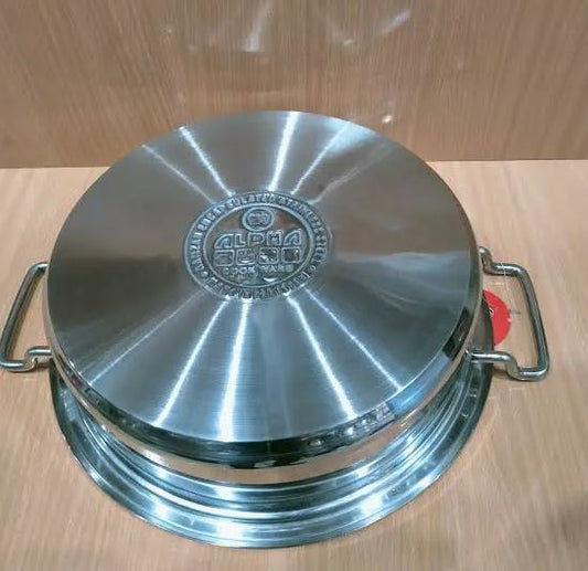 Alpha Stainless Steel Fish Pot – Flat Karahi / Lagan (28cm–40cm)
