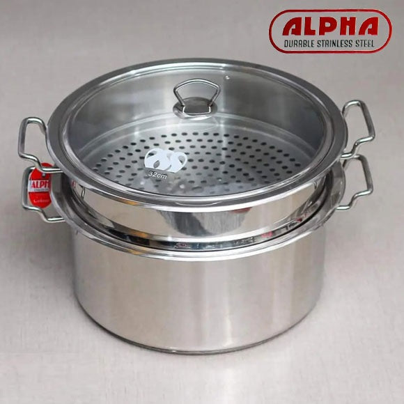 ALPHA Premium Stainless Steel Steamer Pot - Multi-Layer Encapsulated Base
