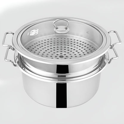 ALPHA Premium Stainless Steel Steamer Pot - Multi-Layer Encapsulated Base