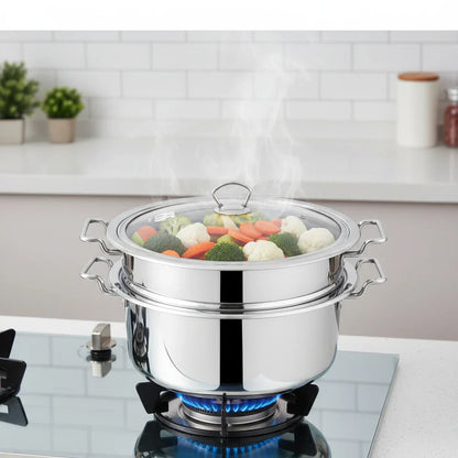 ALPHA Premium Stainless Steel Steamer Pot - Multi-Layer Encapsulated Base