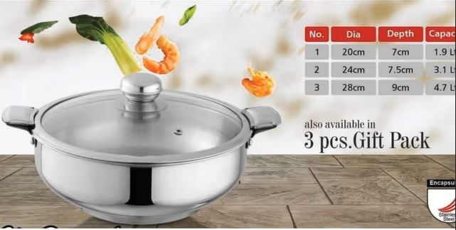 Alpha Stainless Steel HotPot with Glass Lid