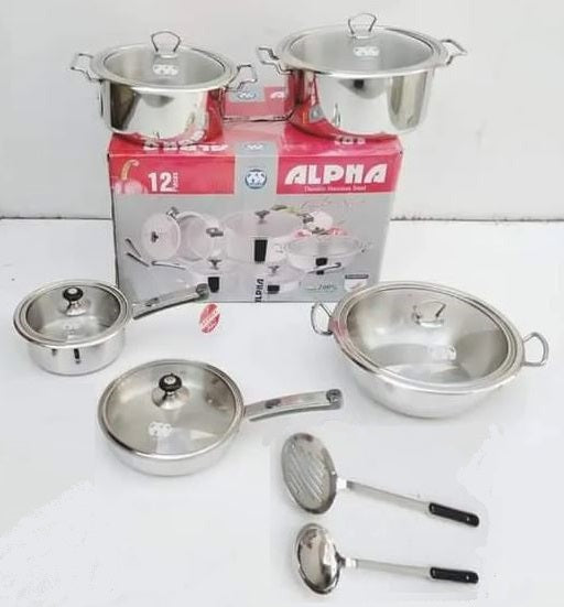 Alpha Cuisine Gift Set – 12-Piece Encapsulated Stainless Steel Cookware Set