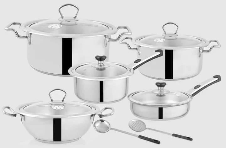 Alpha Cuisine Gift Set – 12-Piece Encapsulated Stainless Steel Cookware Set