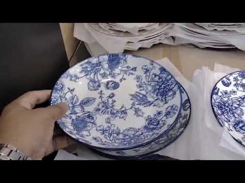 Blue Floral Ceramic Dinnerware Set – 28-Piece
