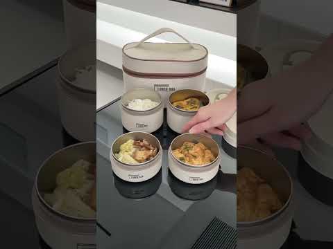 304 Stainless Steel Round Lunch Box Set – Khaki (Set of 4)