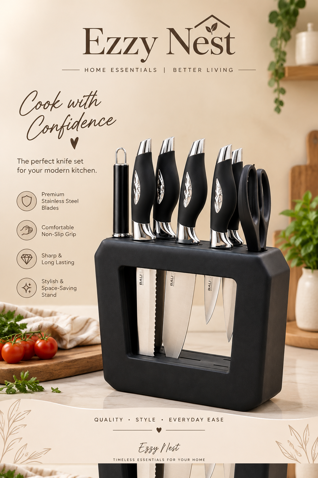 Premium Kitchen Knife Set with Stand
